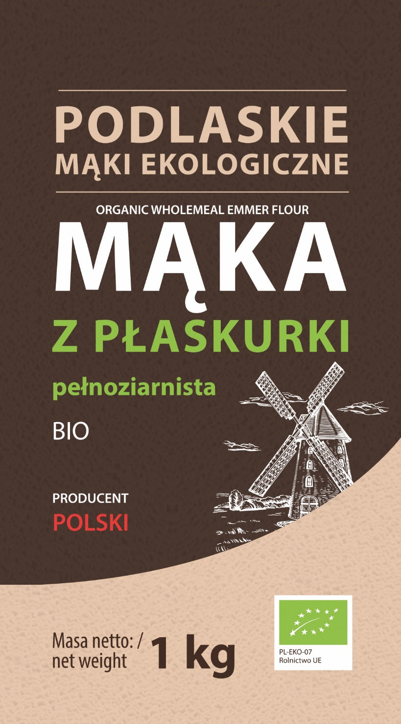 Mąka z płaskurki pełnoziarnista BIO 1 kg