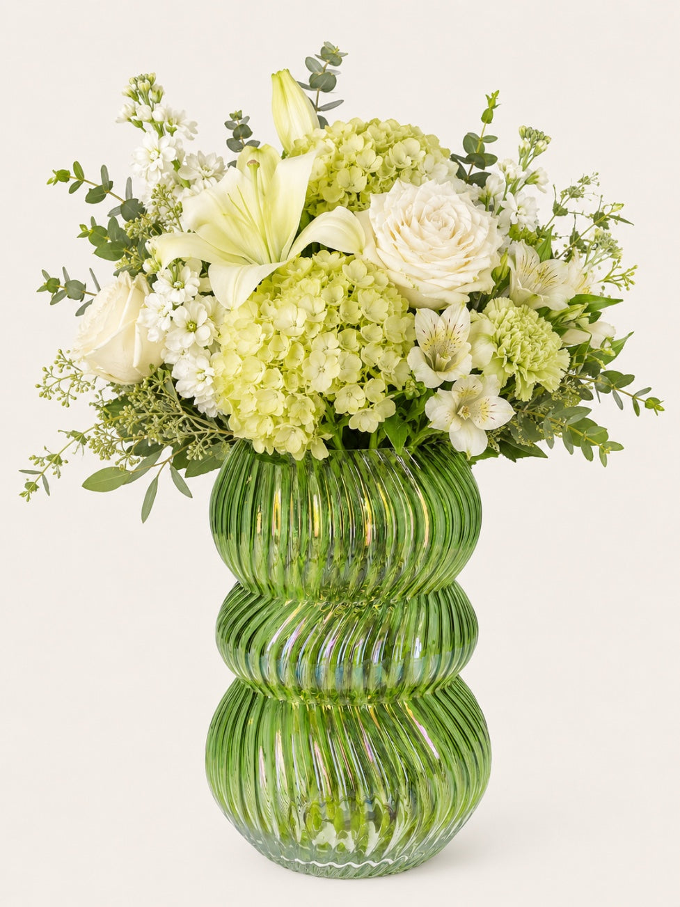 Wazon szklany zielono-perłowy przezroczysty, 24 cm Vase Lucelle