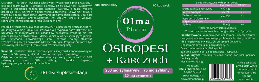 Olma Pharm Ostropest + Karczoch 90 kapsułek