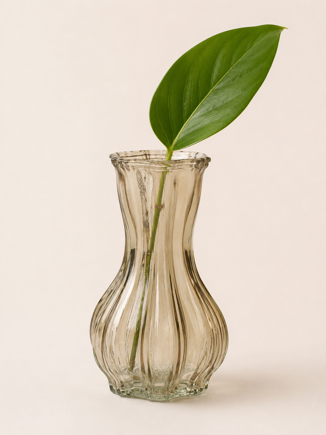Szklany wazon dekoracyjny beżowy 14,8 cm Vase Miley