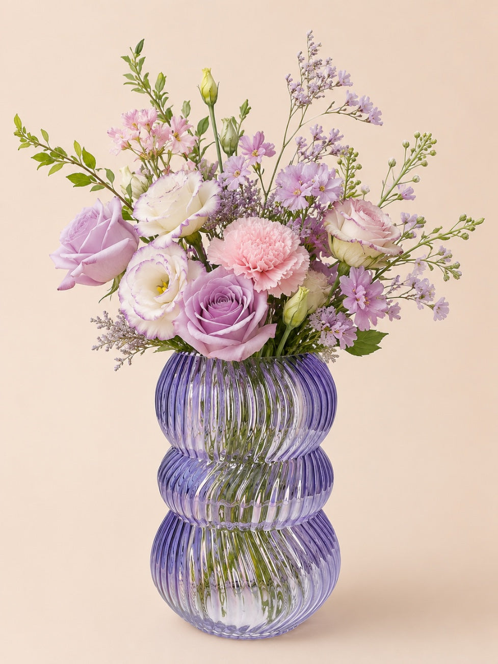 Wazon szklany fioletowy-perłowy przezroczysty, 30 cm Vase Lucelle