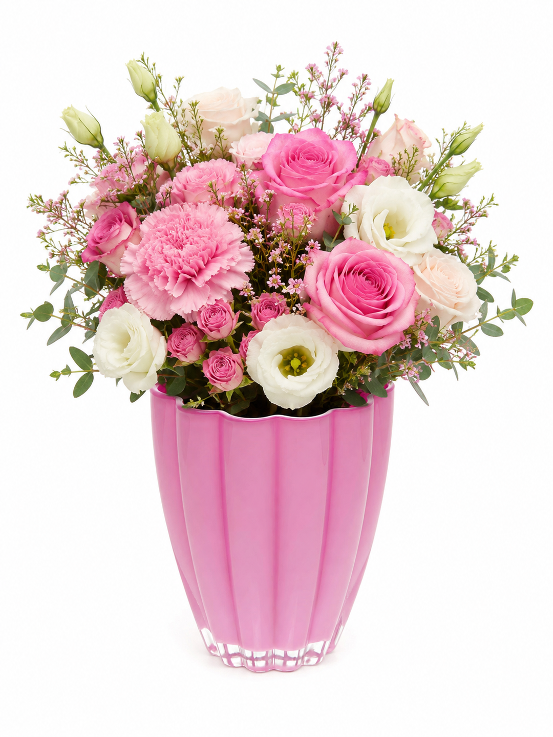 Szklany wazon dekoracyjny różowy 17 cm Vase Bloom