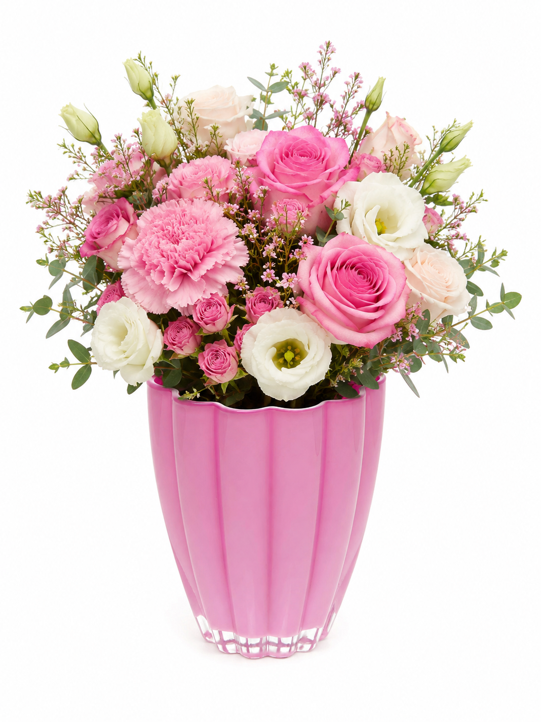 Szklany wazon dekoracyjny różowy 17 cm Vase Bloom