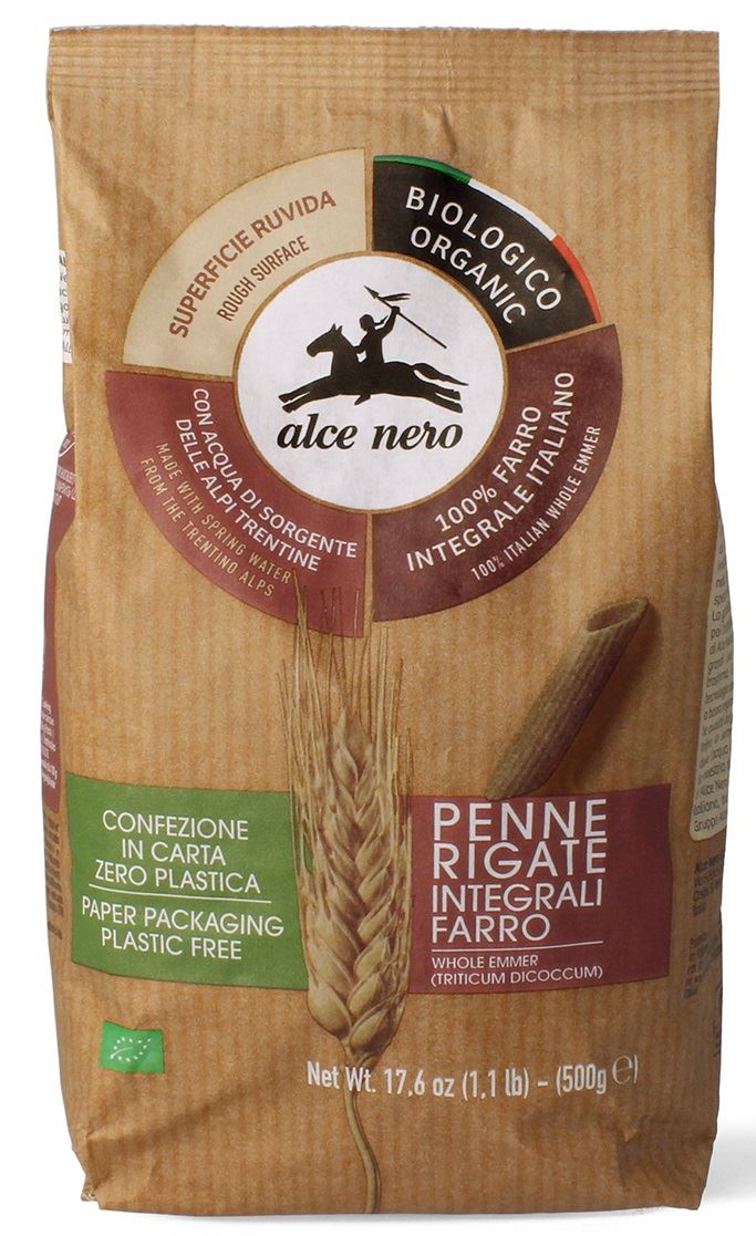ALCE NERO Ekologiczny Makaron razowy Z PŁASKURKI penne BIO 500 g