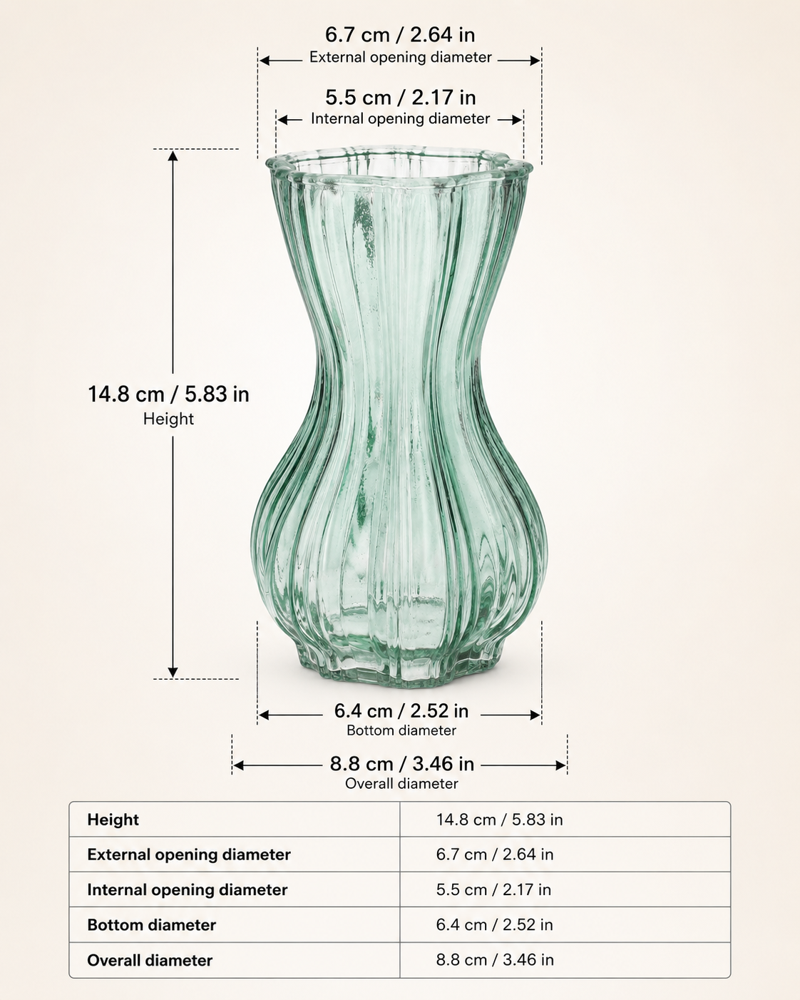Szklany wazon dekoracyjny jasny niebieski 14,8 cm Vase Miley