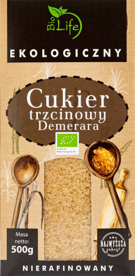 Cukier trzcinowy Demerara BIO 500g KARTON