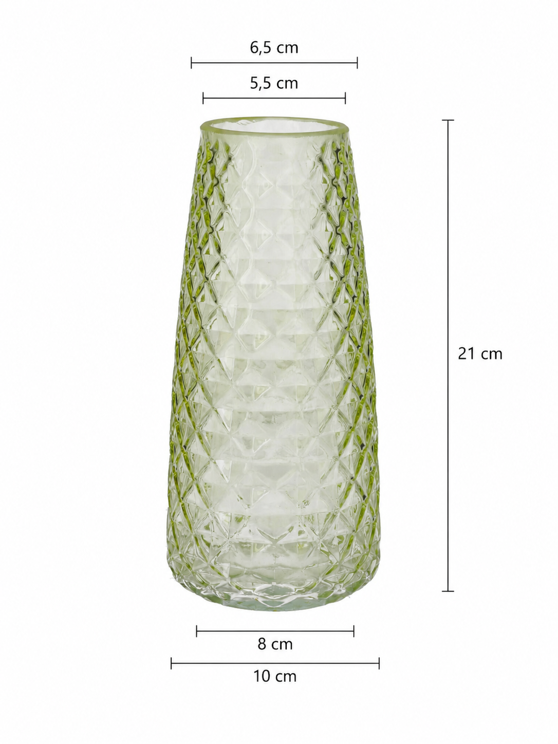 Szklany wazon dekoracyjny z diamentową strukturą, żółty transparentny 21 cm Vase Gemma