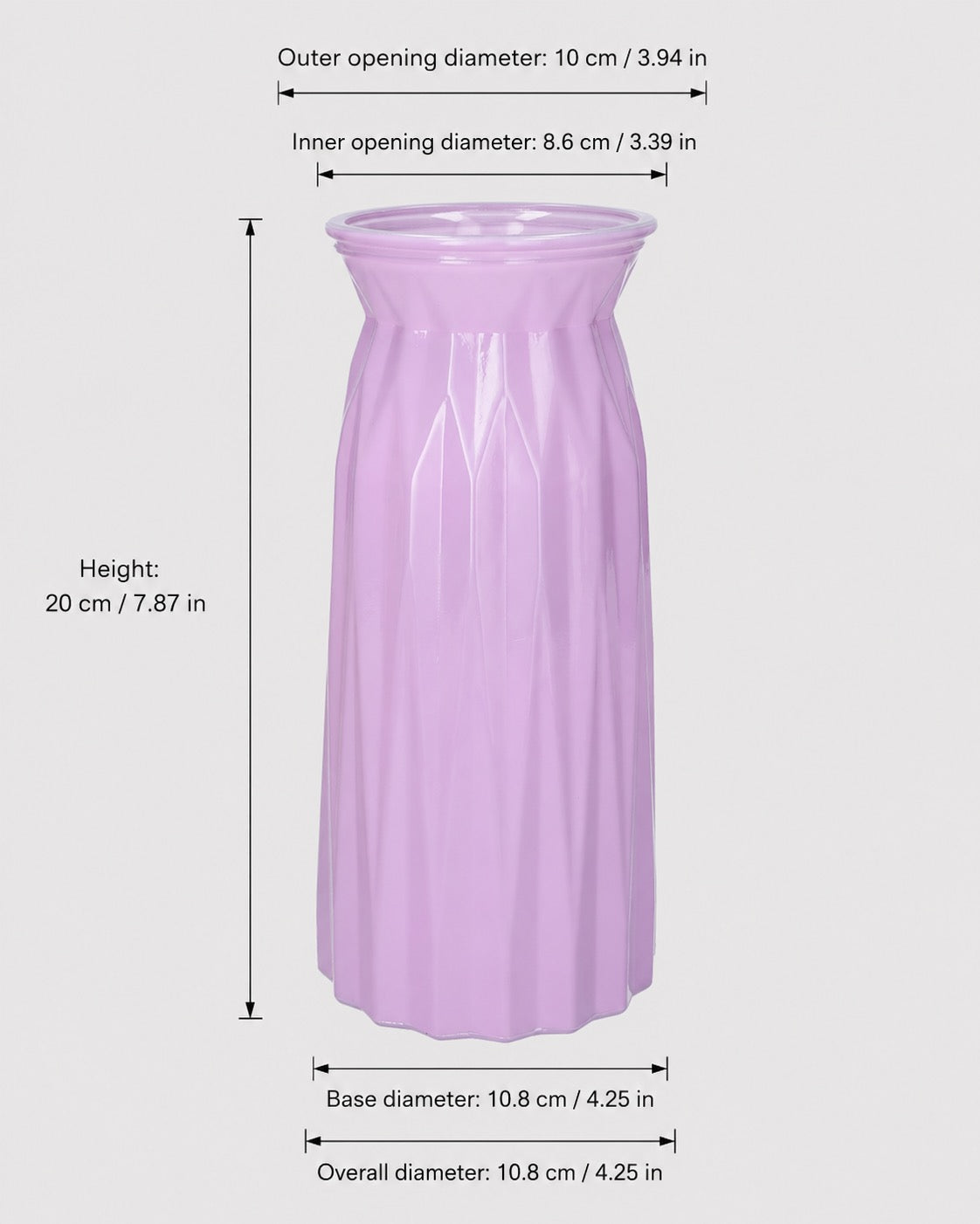 Wazon dekoracyjny szklany Ruby lawendowy fioletowy 20 cm