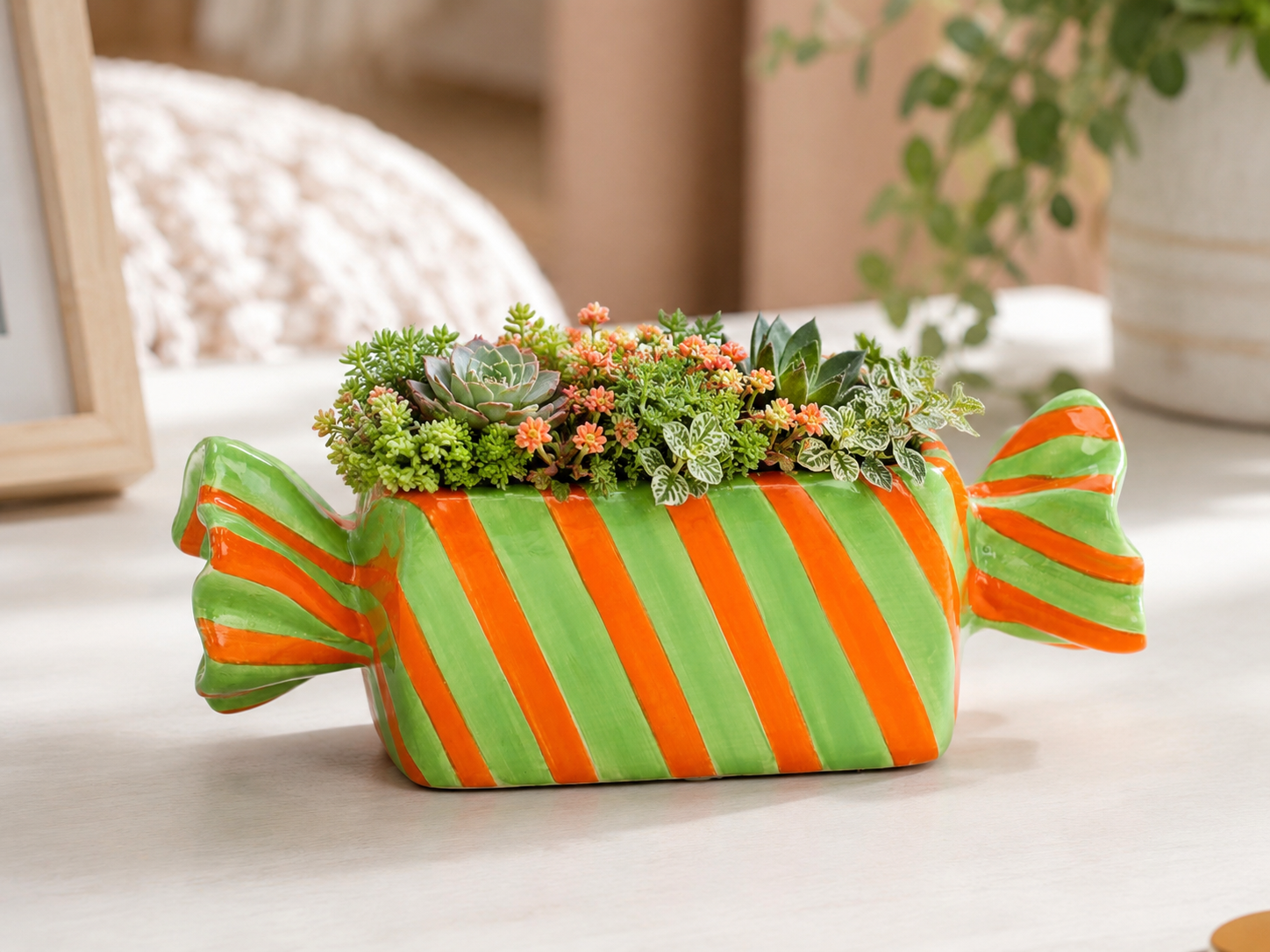Doniczka ceramiczna Cukierek zielono-pomarańczowa 23 cm Pot Candy