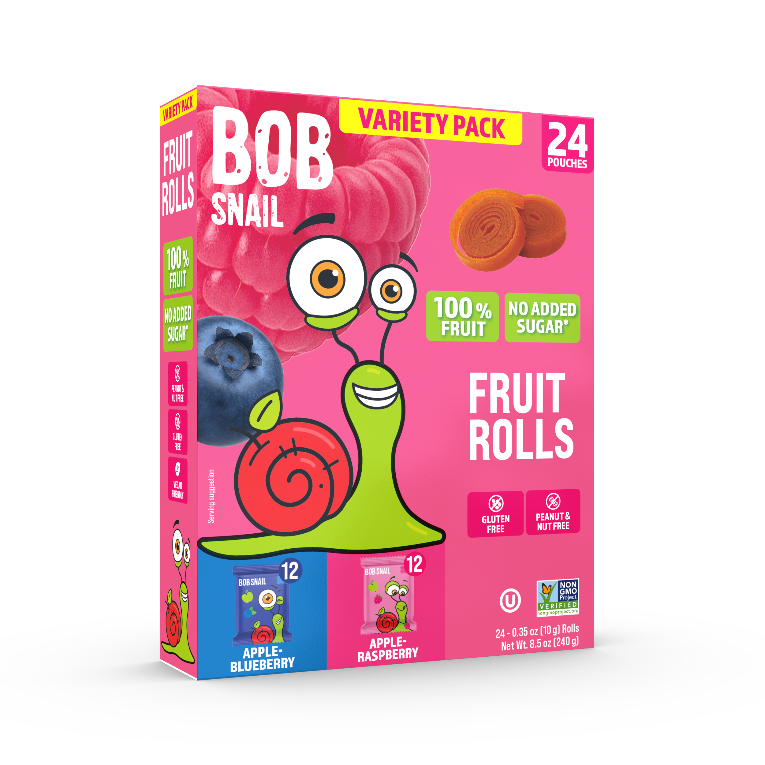 Bob Snail Mix 240g  (jabłko-malina, jabłko-borówka) 2 smaki po 12 szt